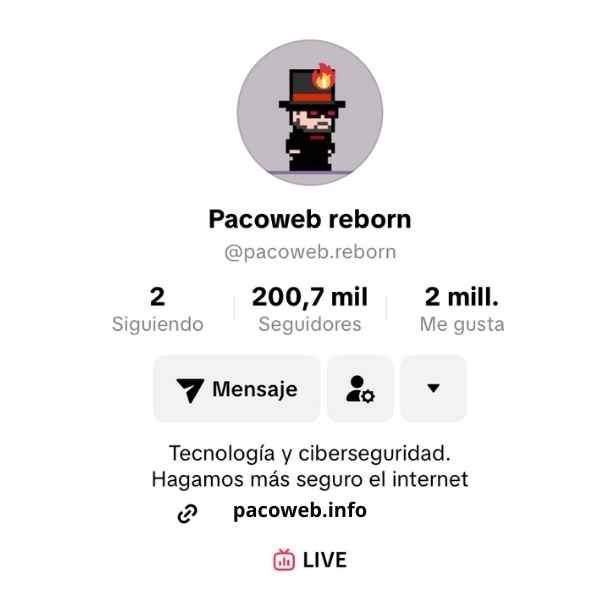 nueva cuenta de paco web en TikTok